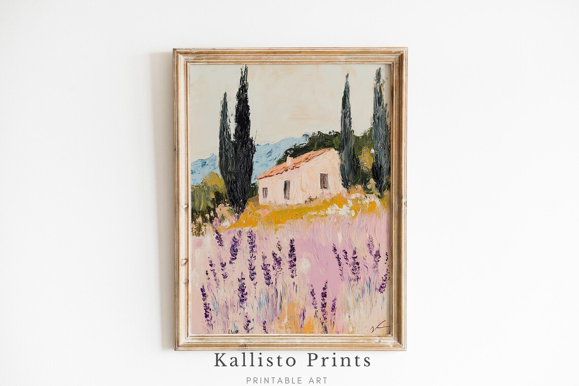 Farmhouse Lavender Bloom Cypress Hills Vintage Oil Art Poster