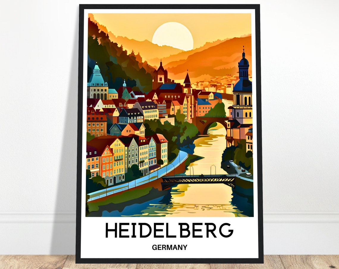 Heidelberg Travel Poster Heidelberg Travel Print Heidelberg Germany Print Heidelberg Lover Gift Heidelberg Travel Gift Heidelberg Artwork