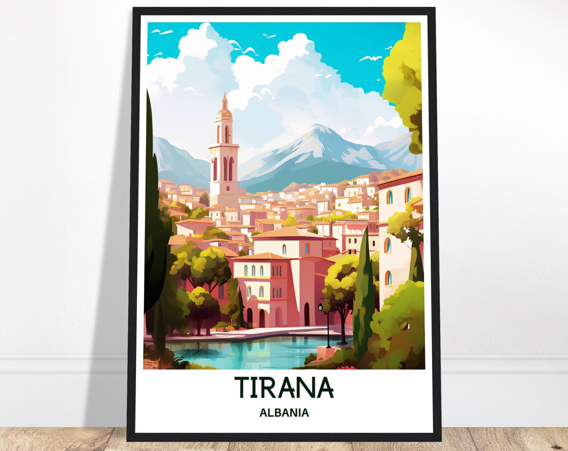 Tirana Travel Poster, Albanian City Art Print