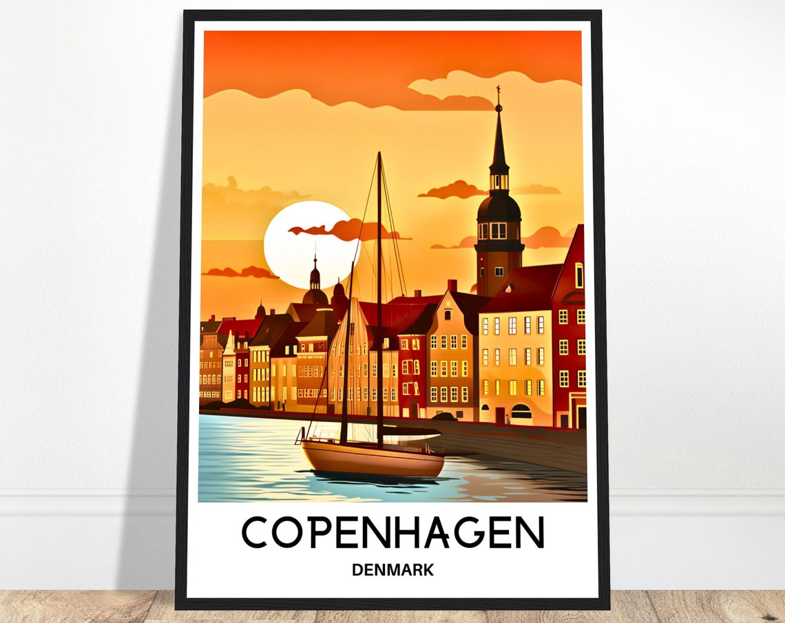 Copenhagen Travel Poster Copenhagen Travel Print Copenhagen Denmark Print Copenhagen Travel Gift Copenhagen Lover Gift Copenhagen Art Print