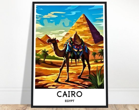 Cairo Travel Print Poster Egyptian Art Egypt Lover Gift City Wall Hanging Home Office Desk Decor Illustration