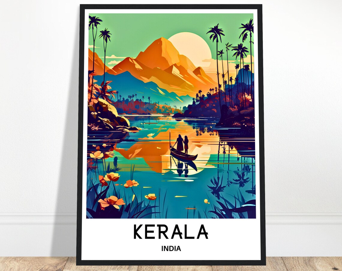 Kerala Travel Poster, Indian Place Print