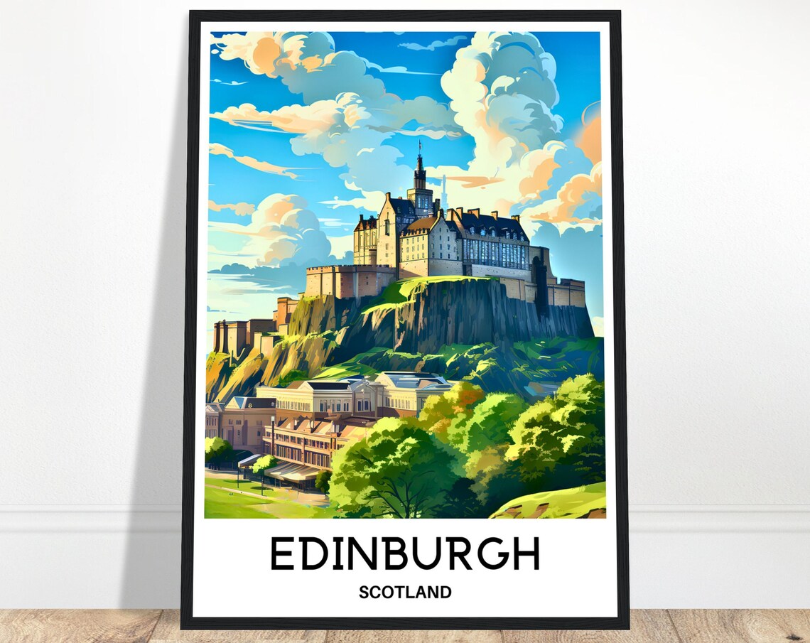 Edinburgh Scotland Castle on the Rock Summer Day Travel Poster