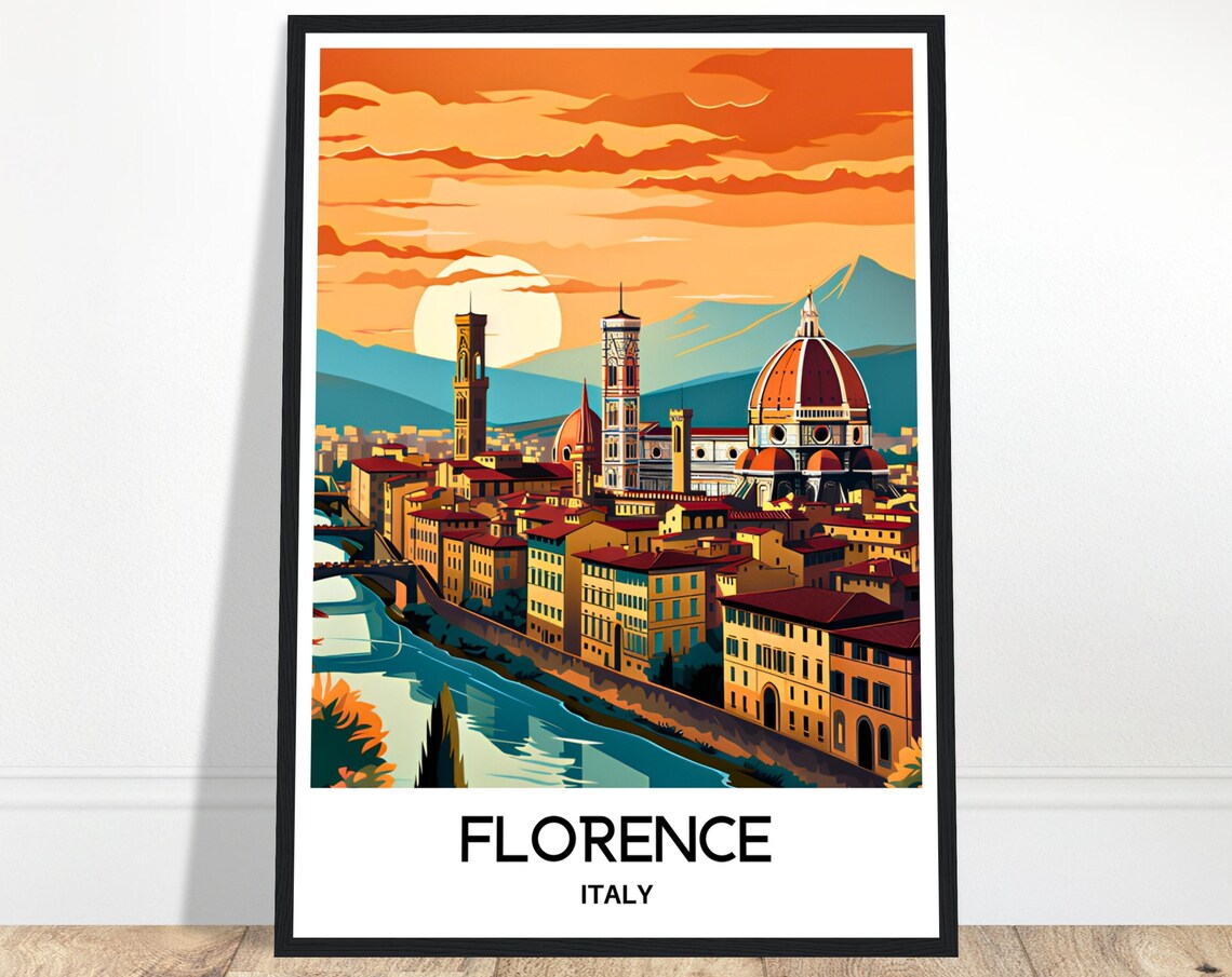 Florence Vintage Travel Poster, Italy Wall Art