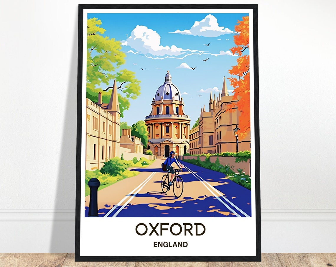 Oxford Travel Print Oxford Poster English Art Print England Lover Gift Wall Hanging Art Home Office Desk Decor Oxford City Illustration