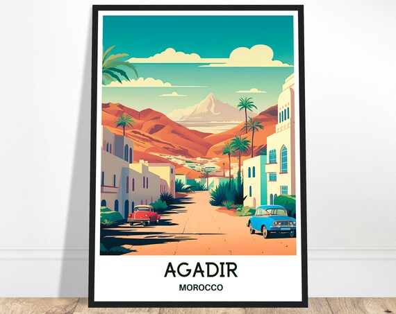 Agadir Travel Poster, Moroccan City Wall Art