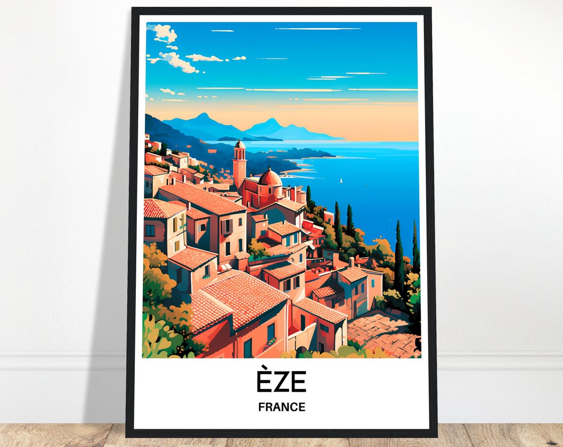 Eze France Medieval Hilltop Village French Riviera Coast Travel Poster
