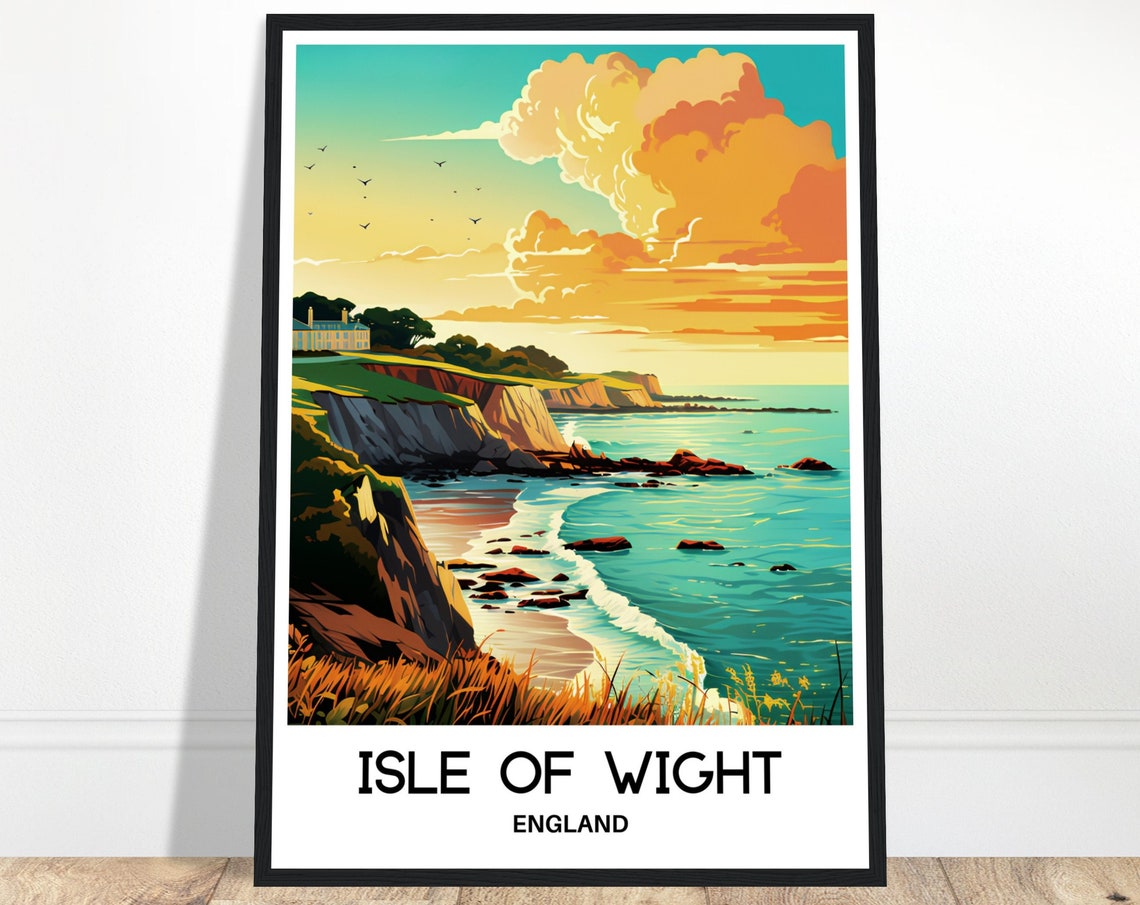 Isle Of Wight Travel Print Isle Of Wight Poster English Art Print England Lover Gift Wall Hanging Art Isle Of Wight Island Illustration