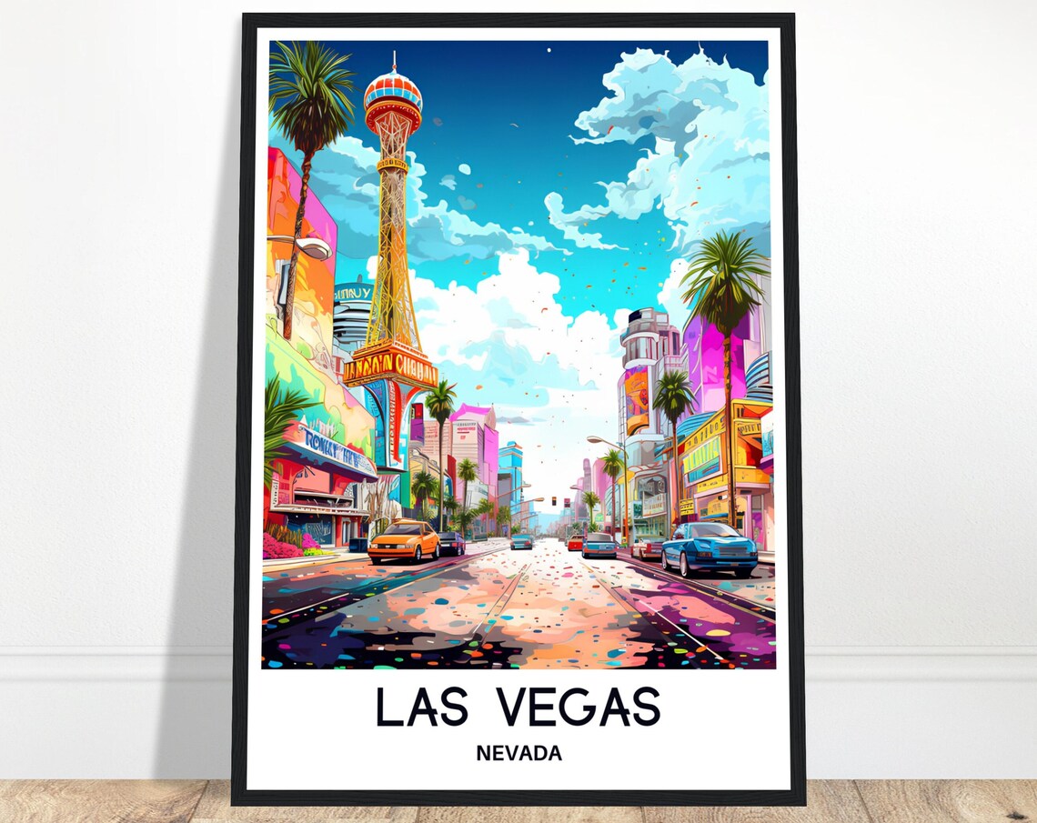 Las Vegas Nevada Colorful Strip Daytime Pop Art City Travel Poster