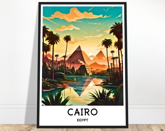 Cairo Travel Print Cairo Poster Egyptian Art Print Egypt Lover Gift Cairo City Wall Hanging Art Home Office Desk Decor Cairo Illustration