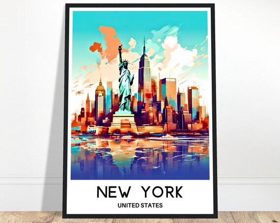 New York Statue of Liberty Manhattan Skyline Pop Art Travel Poster