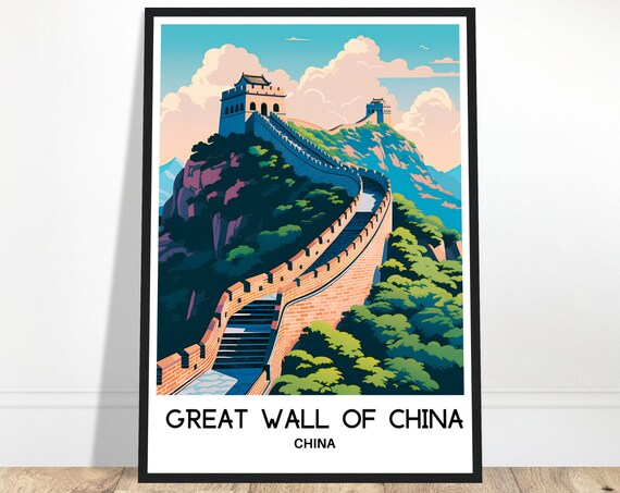 Great Wall Of China Travel Print Poster Chinese Art Lover Gift Hanging Home Office Desk Decor Illustration
