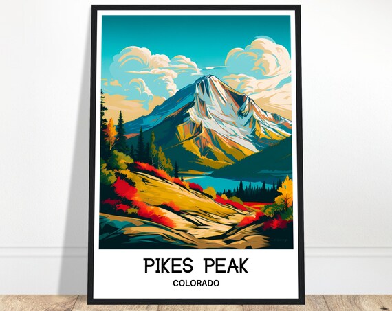Pikes Peak Colorado Mountain Peak Summer Vista Travel Poster