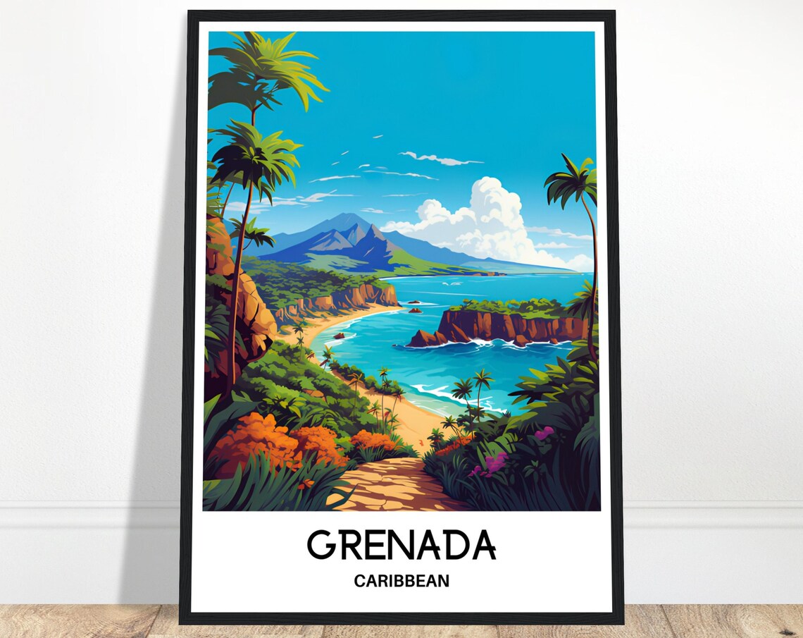 Grenada Travel Poster, Caribbean Wall Art Print