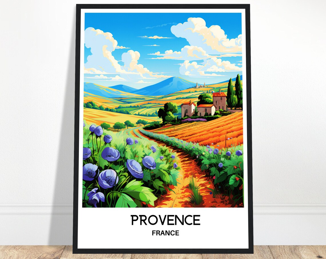 Beautiful Provence Lavender Fields France Vintage Travel Poster