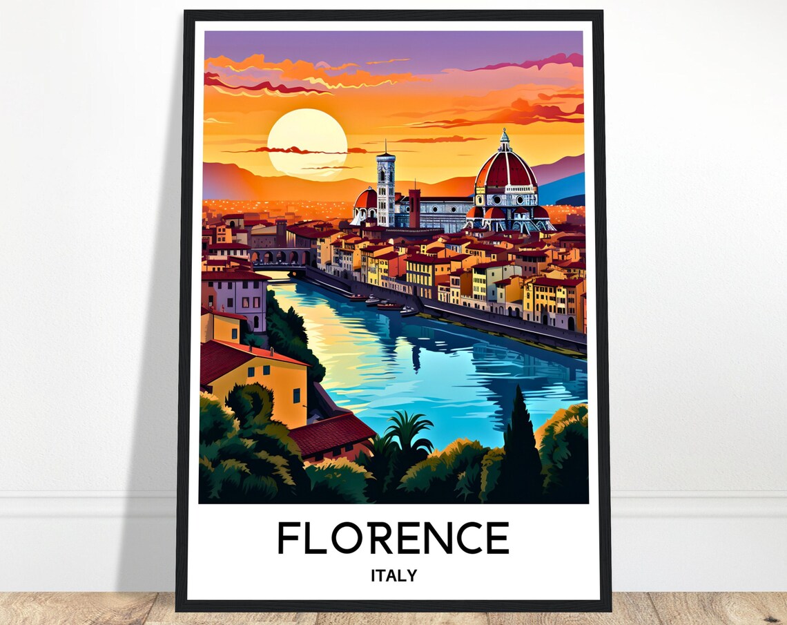Florence Vintage Travel Poster, Italy City Art