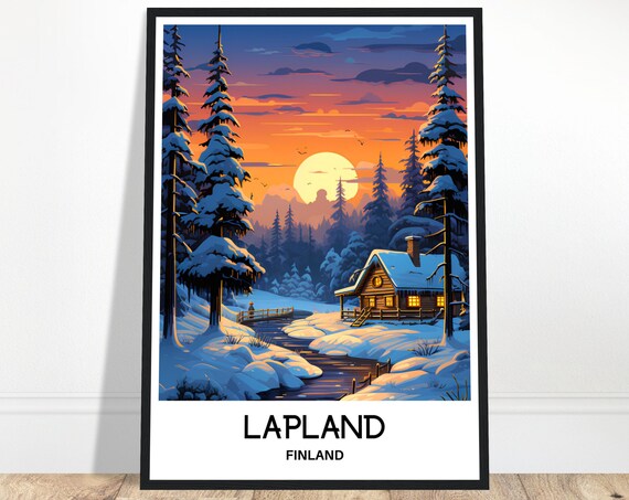Lapland Travel Print Poster Finnish Art Finland Lover Gift Wall Hanging Home Office Desk Decor Illustration