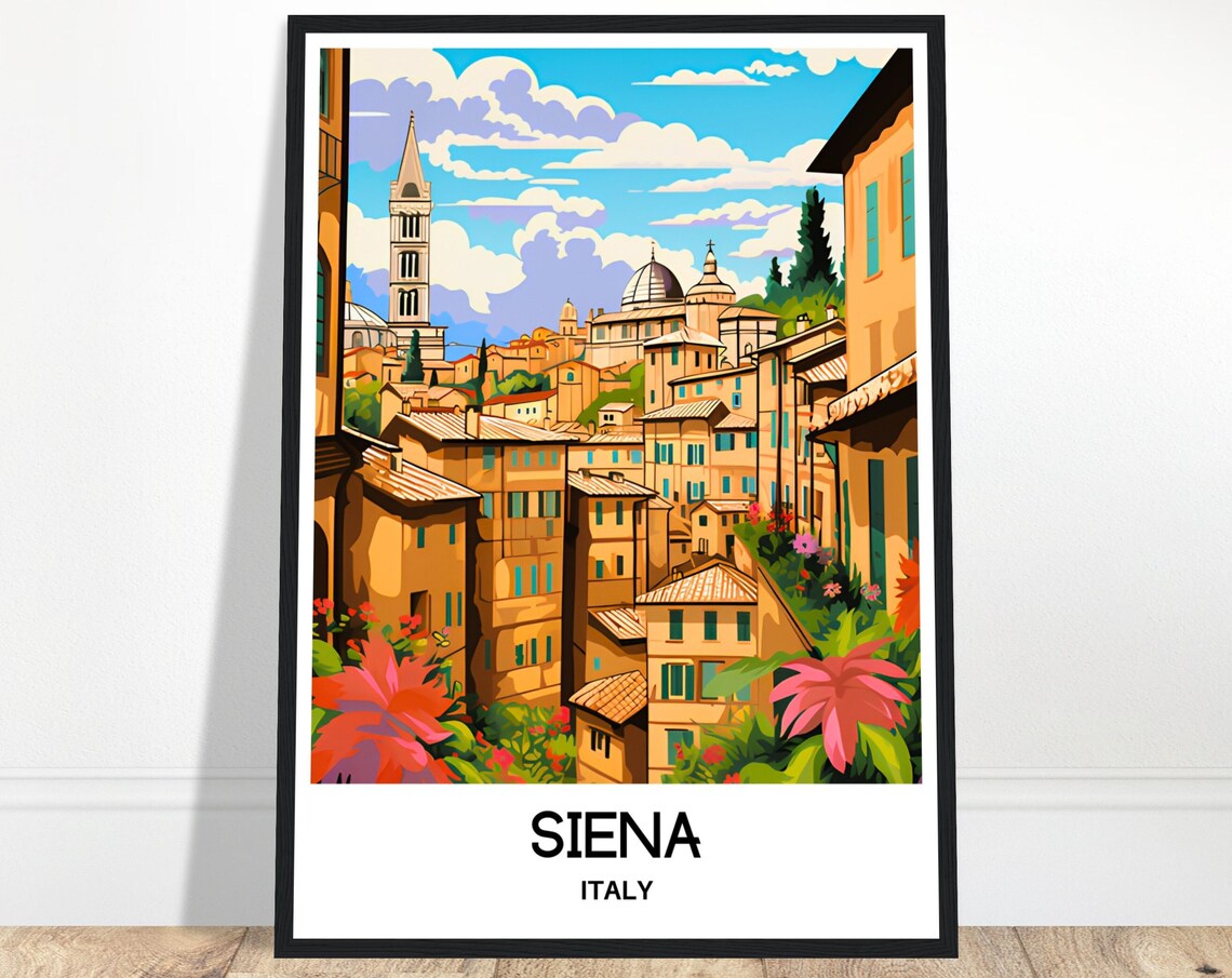 Siena Italy Old Town Cathedral Tower Tuscan Cityscape Travel Poster