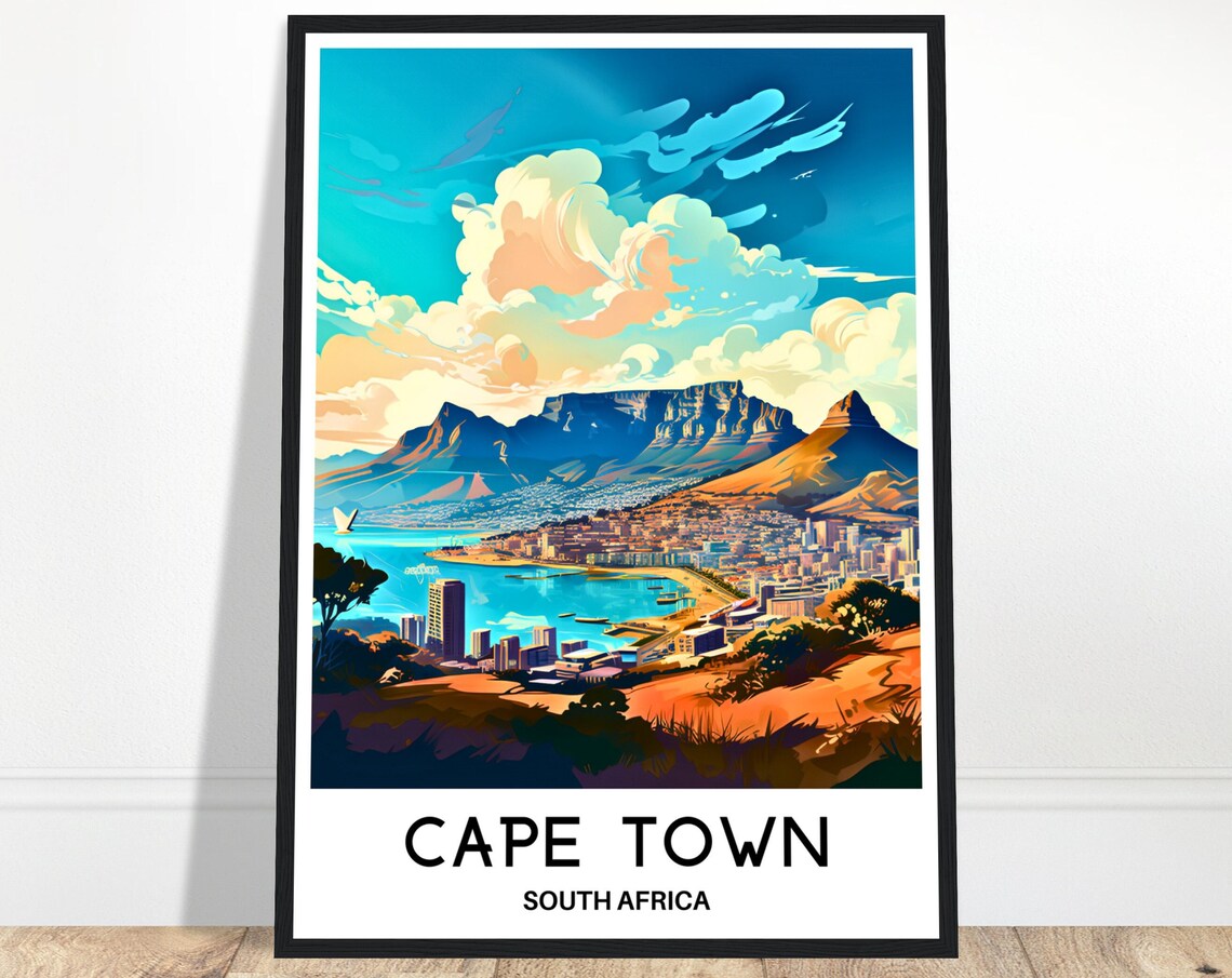 Cape Town South Africa Travel Poster, World Art