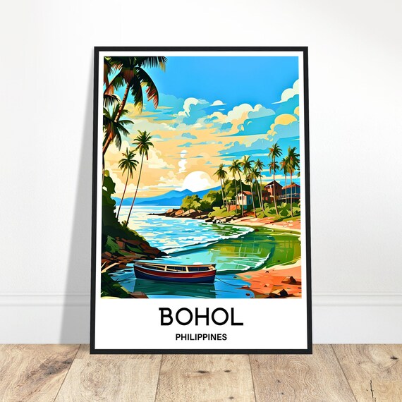 Bohol Island Travel Print Poster Philippines Art Lover Gift Wall Hanging Home Office Decor Illustration