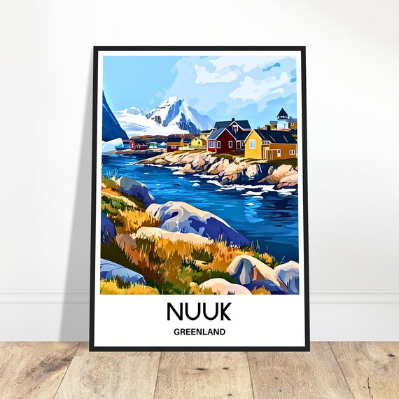 Nuuk Travel Print Poster Greenland Lover Gift Wall Hanging Art Home Office Desk Room Decor Illustration