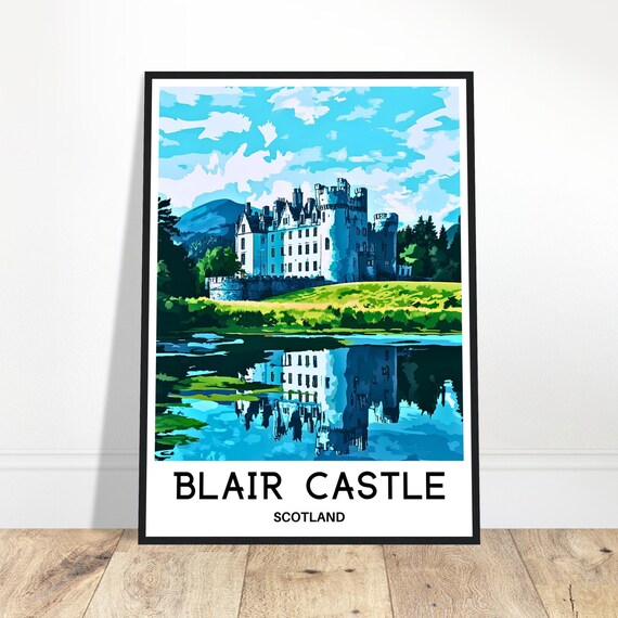 Blair Castle Travel Print Poster Scottish Art Scotland Lover Gift Wall Hanging Illustration Home Office Room Desk Decor