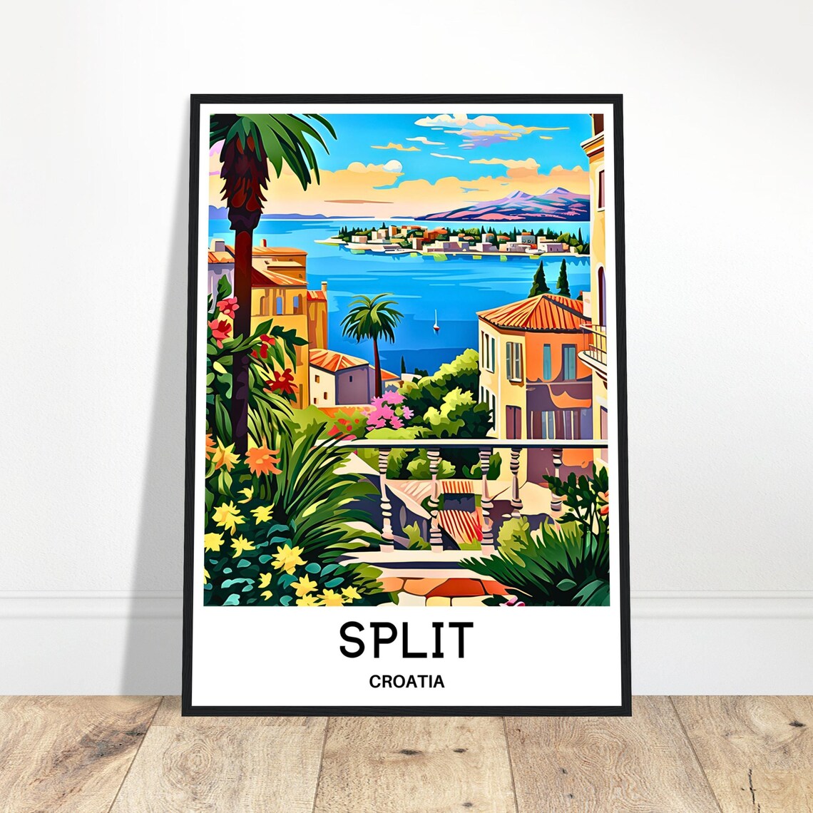 Split Croatia Bay View Overlooking the Adriatic Sea Travel Poster