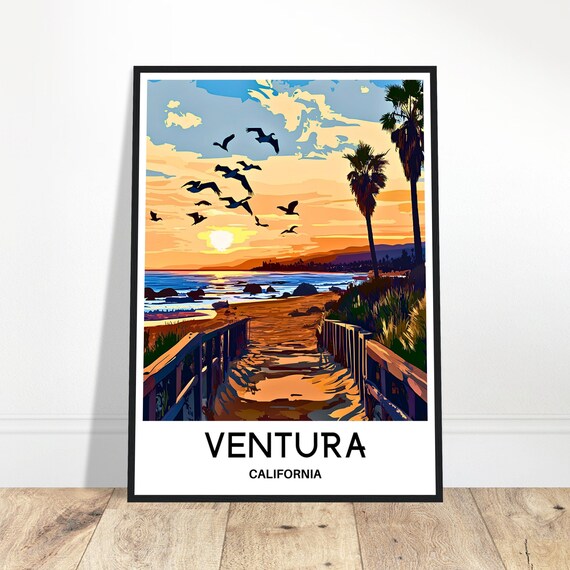 Ventura Travel Print Poster Art Lover Gift Wall Hanging City Illustration Home Office Room Decor