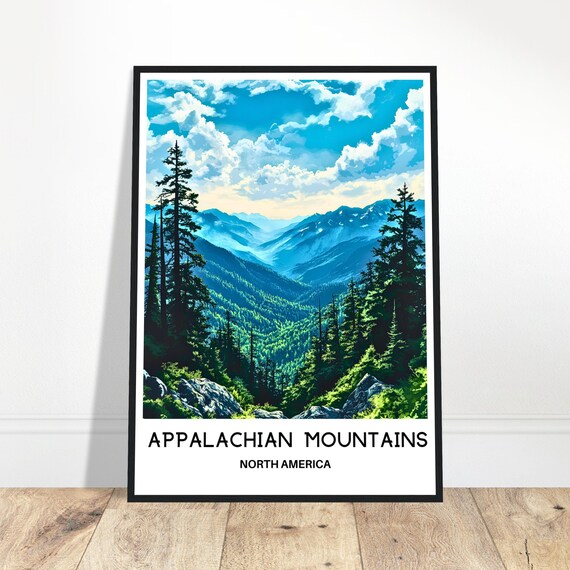 Appalachian Mountains Travel Print Poster Art North America Lover Gift Wall Hanging Illustration