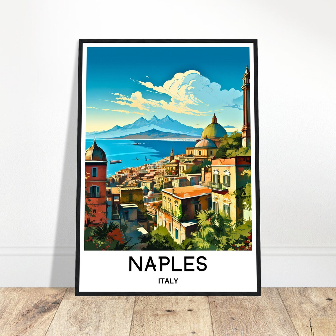 Naples Italy Bay Vesuvius Seaside City Vibrant Travel Poster