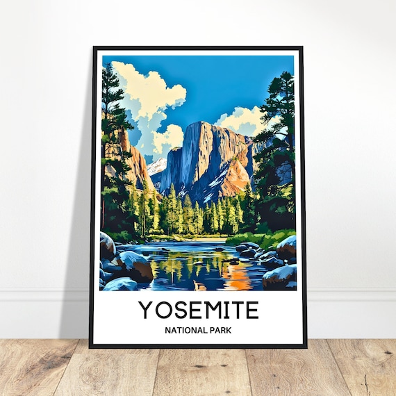 Yosemite National Park Travel Print Poster Art Lover Gift Wall Hanging Home Office Decor Illustration