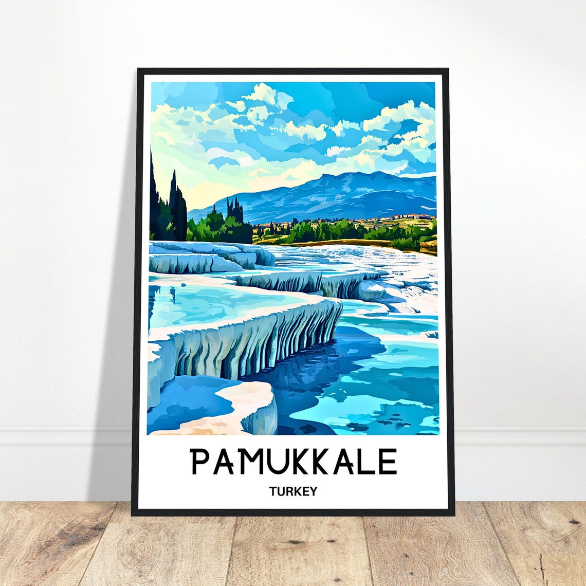 Pamukkale Turkey Travertine Terraces Thermal Pools Travel Poster