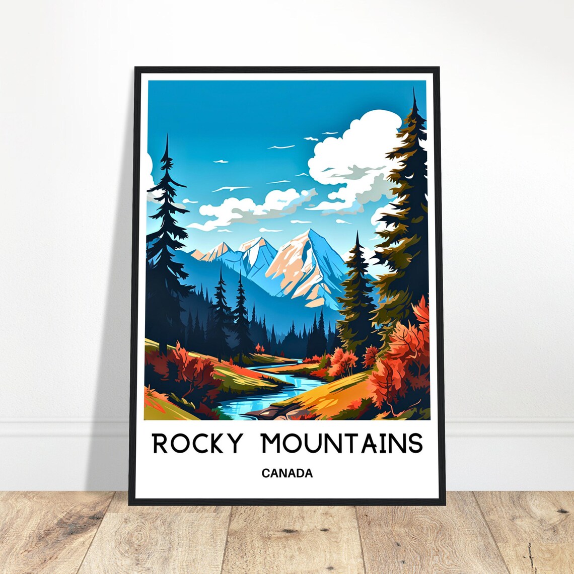 Rocky Mountains Canada Pine Forest Autumn Lake Scenic View Poster