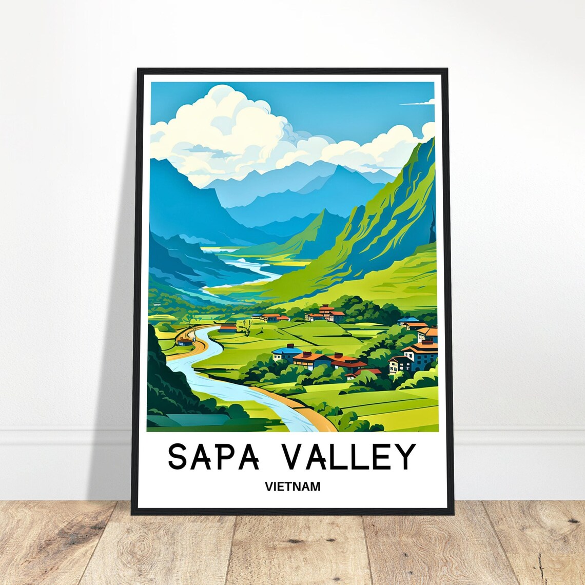 Sapa Valley Vietnam Terraced Rice Fields Mountain Travel Poster