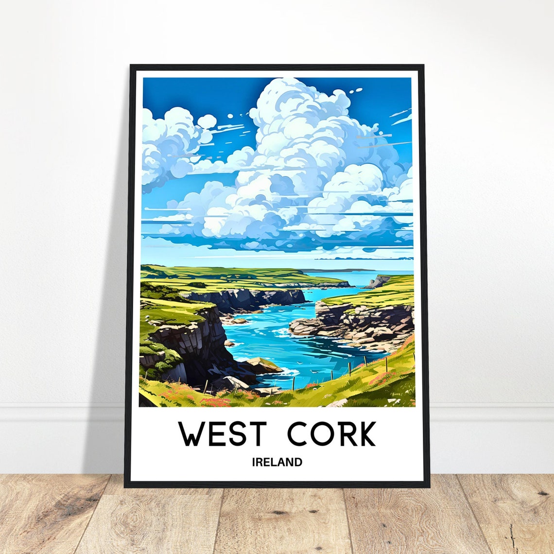 West Cork Ireland Dramatic Cliffs Emerald Coast Travel Poster