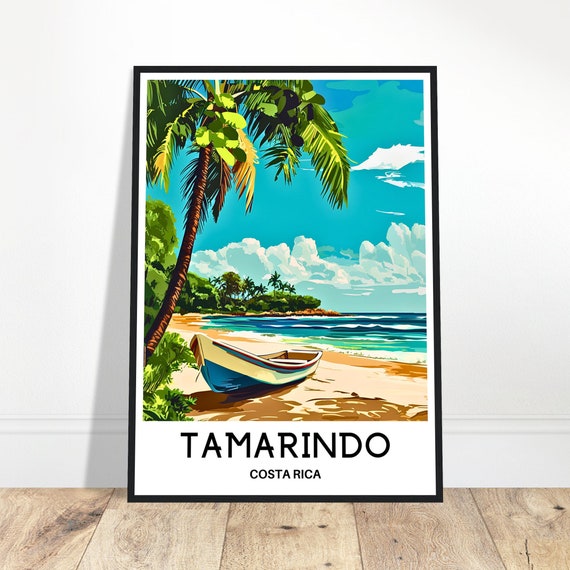 Tamarindo Travel Print Poster Caribbean Art Costa Rica Lover Gift Wall Hanging Illustration Home Office Desk Room Decor