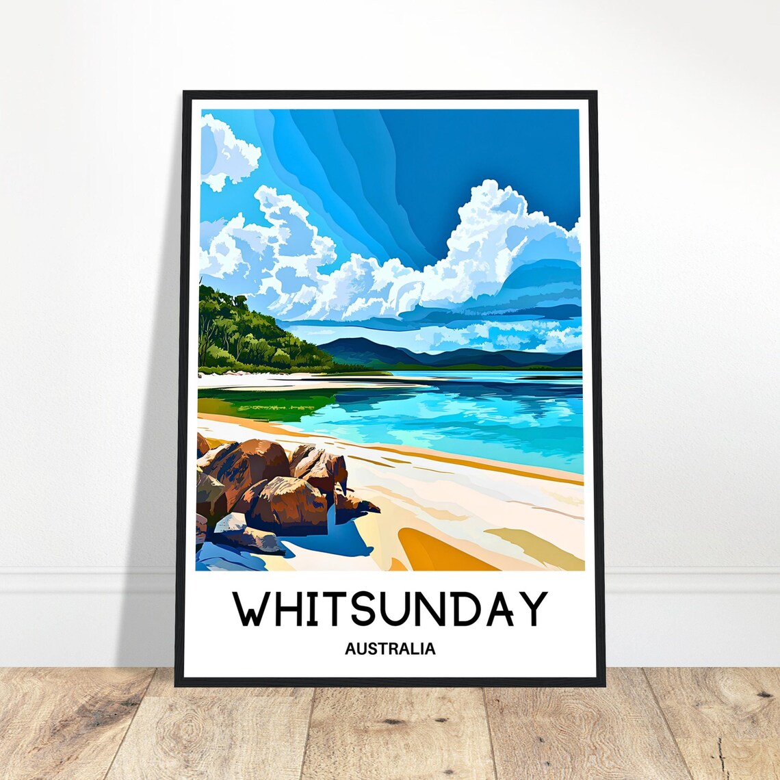Whitsunday Islands Australia Beach Travel Illustration Poster