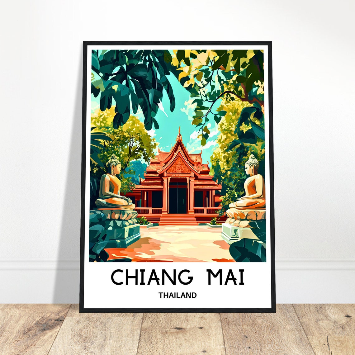 Chiang Mai Thailand Buddhist Temple Twin Buddha Statues Poster