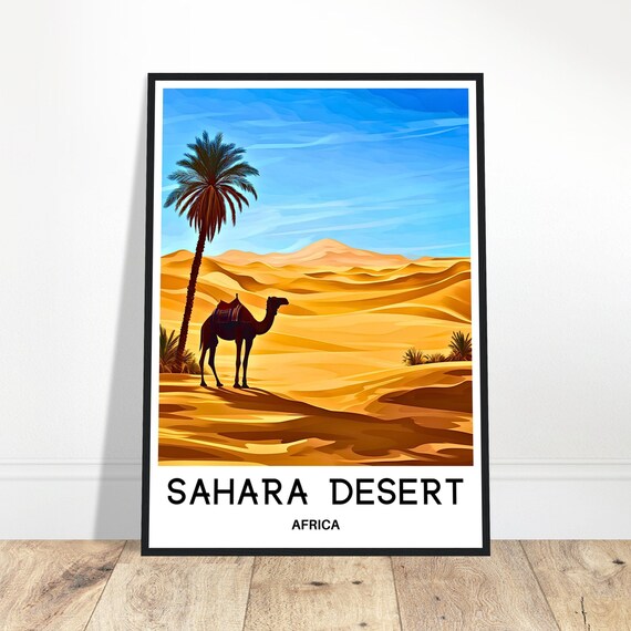 Sahara Desert Travel Print Sahara Desert Poster African Art Print Africa Lover Gift Wall Hanging Home Decor Sahara Desert Illustration
