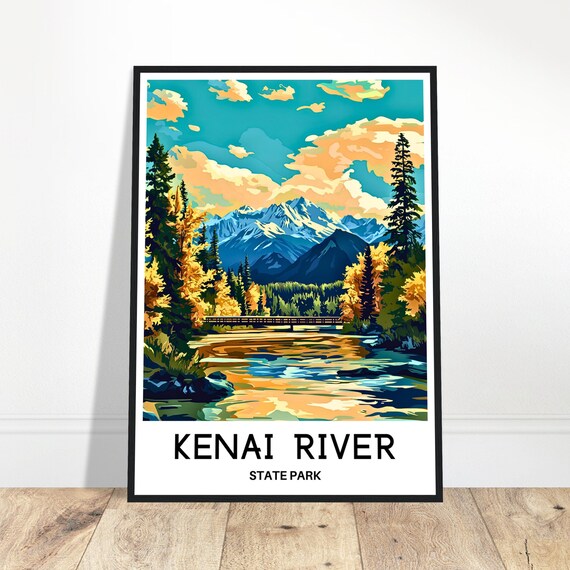 Kenai River State Park Travel Print Poster Art Alaska Lover Gift Wall Hanging Illustration Home Office Desk Room Decor