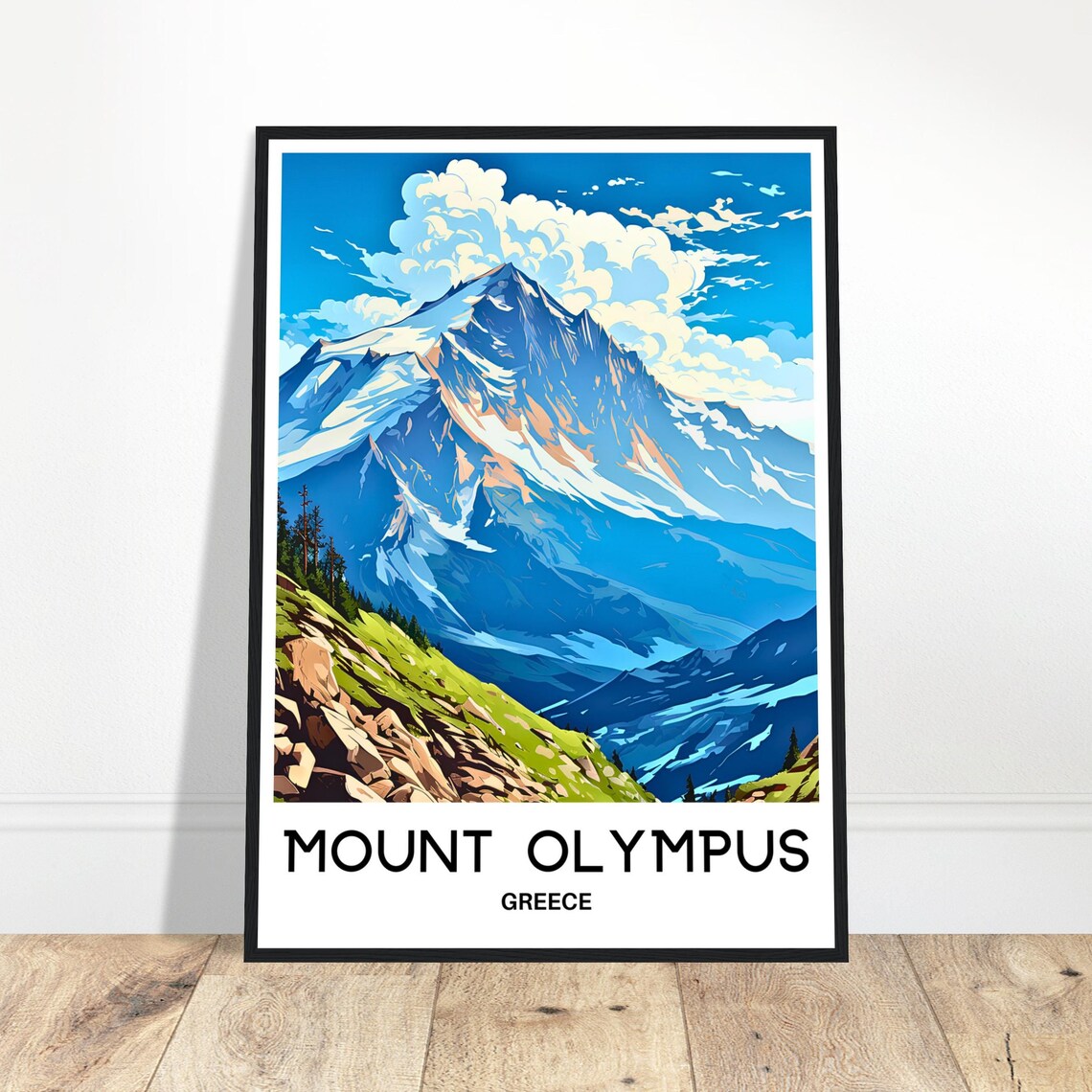 Mount Olympus Greece Snow Capped Peak Mythic Mountain Travel Poster