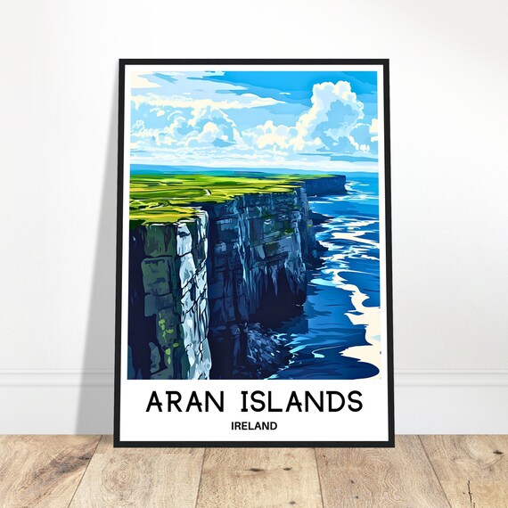 Aran Islands Travel Print Poster Irish Art Ireland Lover Gift Wall Hanging Illustration Home Office Desk Decor