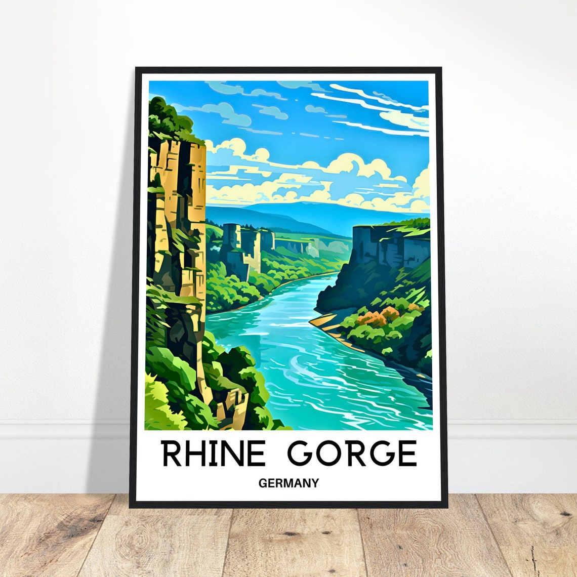 Rhine Gorge Germany River Canyon Towering Cliffs Travel Poster