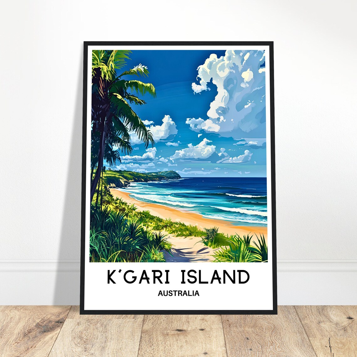 K'Gari Island Australia Tropical Palm Beach Island Travel Poster