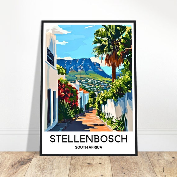 Stellenbosch Travel Print Poster South African Art Africa Lover Gift Wall Hanging Illustration Home Office Decor