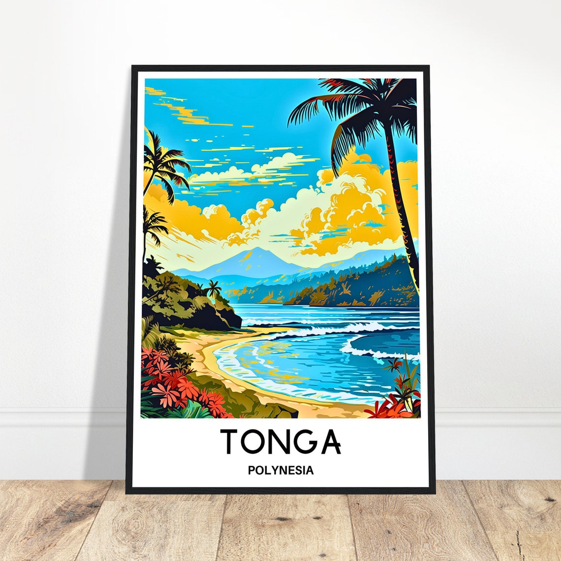 Tonga Polynesia Tropical Beach Vintage Travel Wall Decor Poster