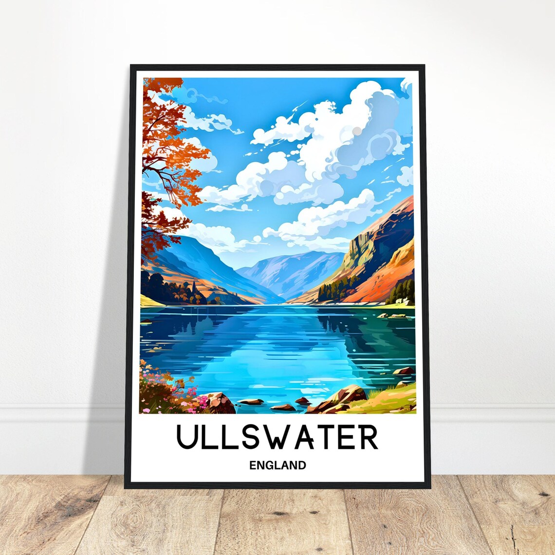 Ullswater Lake District England Vibrant Illustration Travel Poster