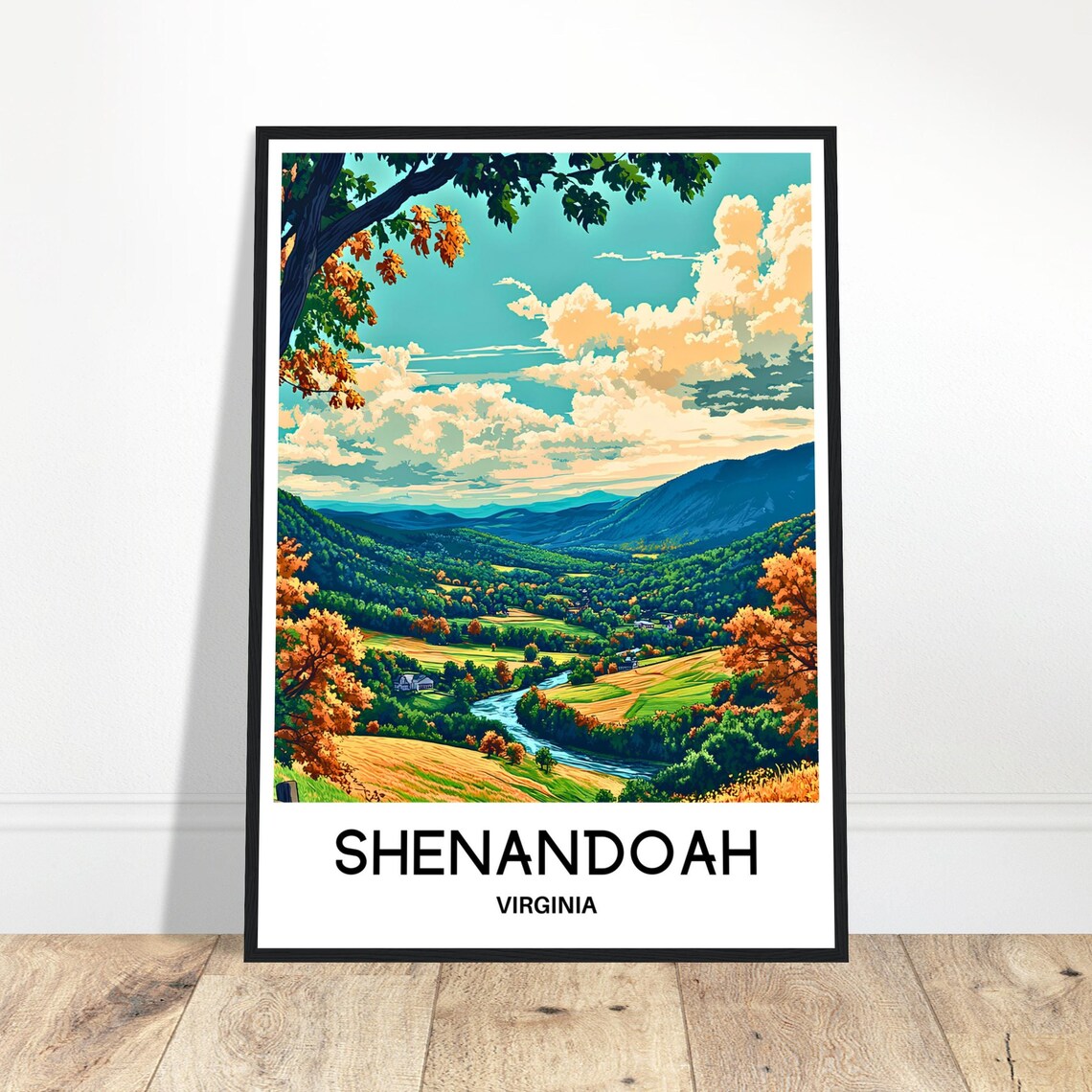 Shenandoah Virginia Autumn Valley River Scenic Travel Poster