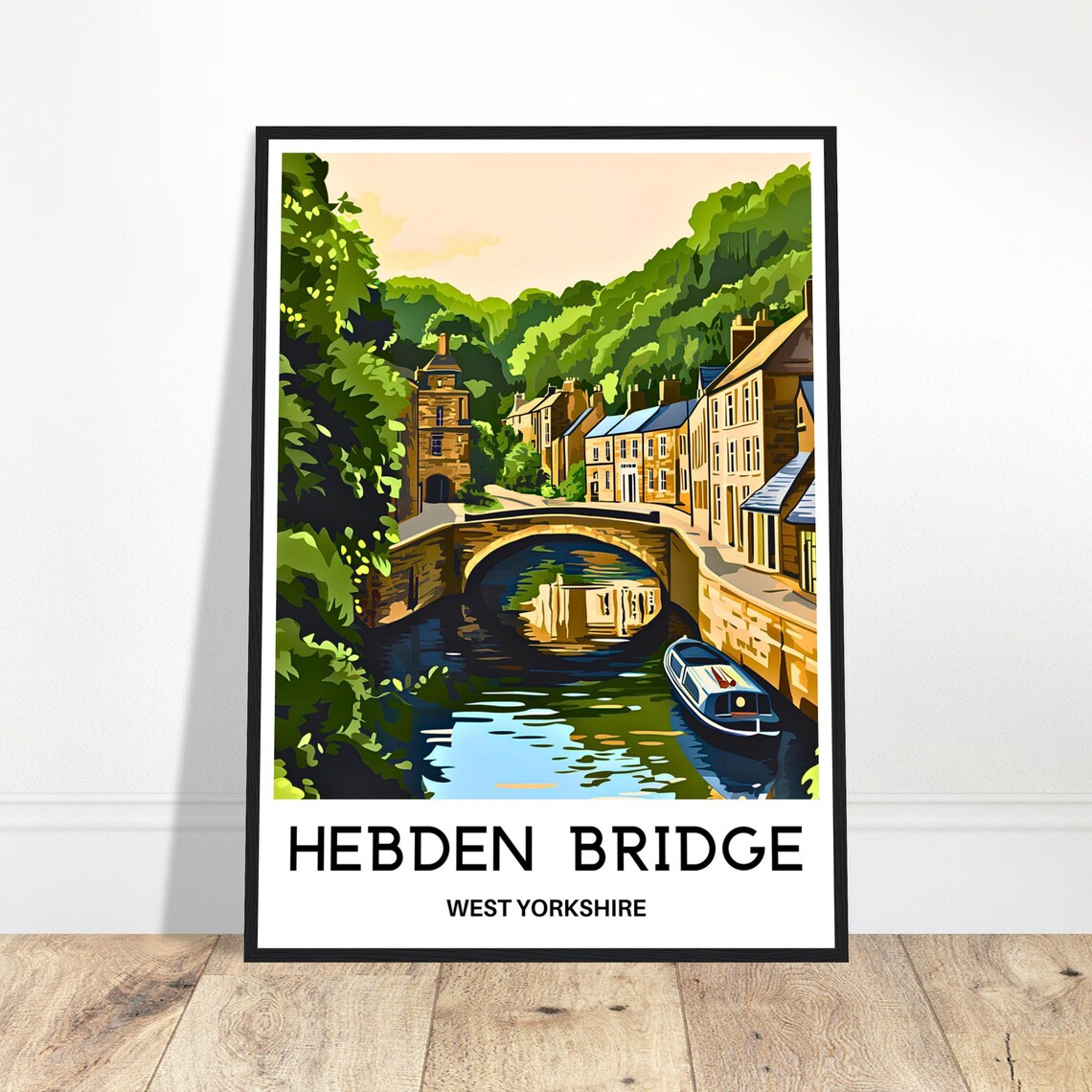 Hebden Bridge Travel Poster, West Yorkshire England