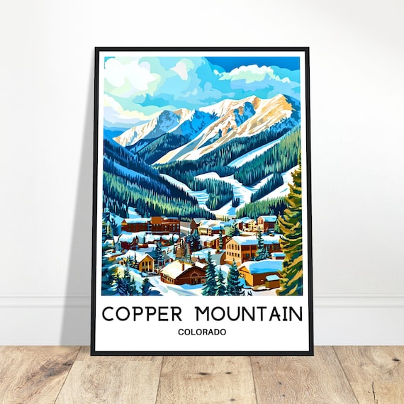Copper Mountain Colorado Travel Poster Snowy Ski Resort Village in Winter